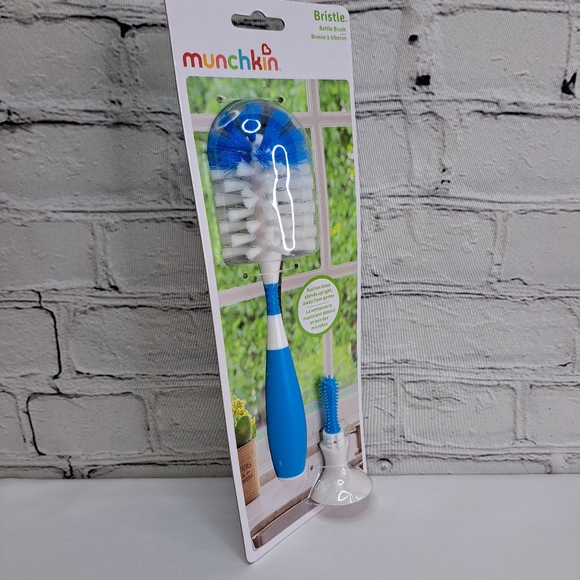 'MUNCHKIN' BOTTLE CLEANING BRUSH with SUCTION BASE STAND BLUE - Picture 2 of 12
